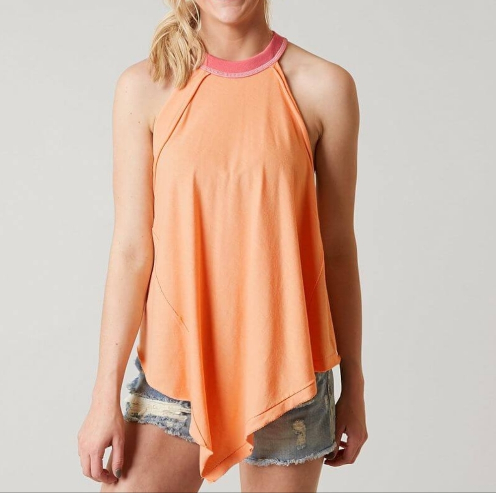 NWT Free People NEW Womens Twin Peaks Asymmetrical Top Coral Size XS